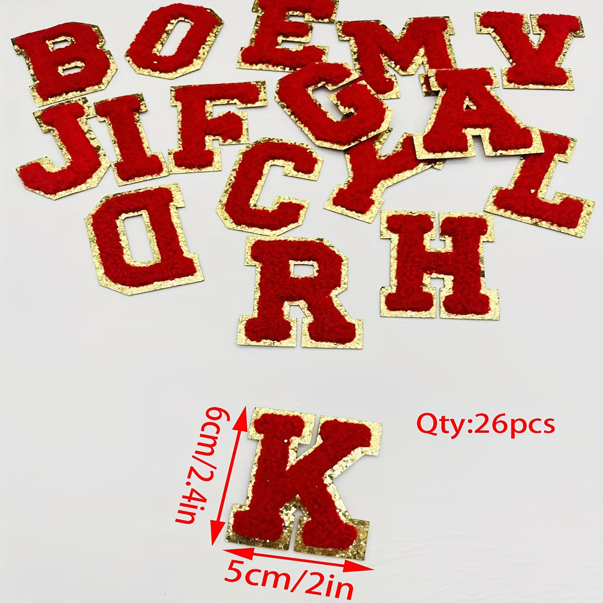 26pcs Alphabet Glitters Patch for DIY Clothes Hat Bags