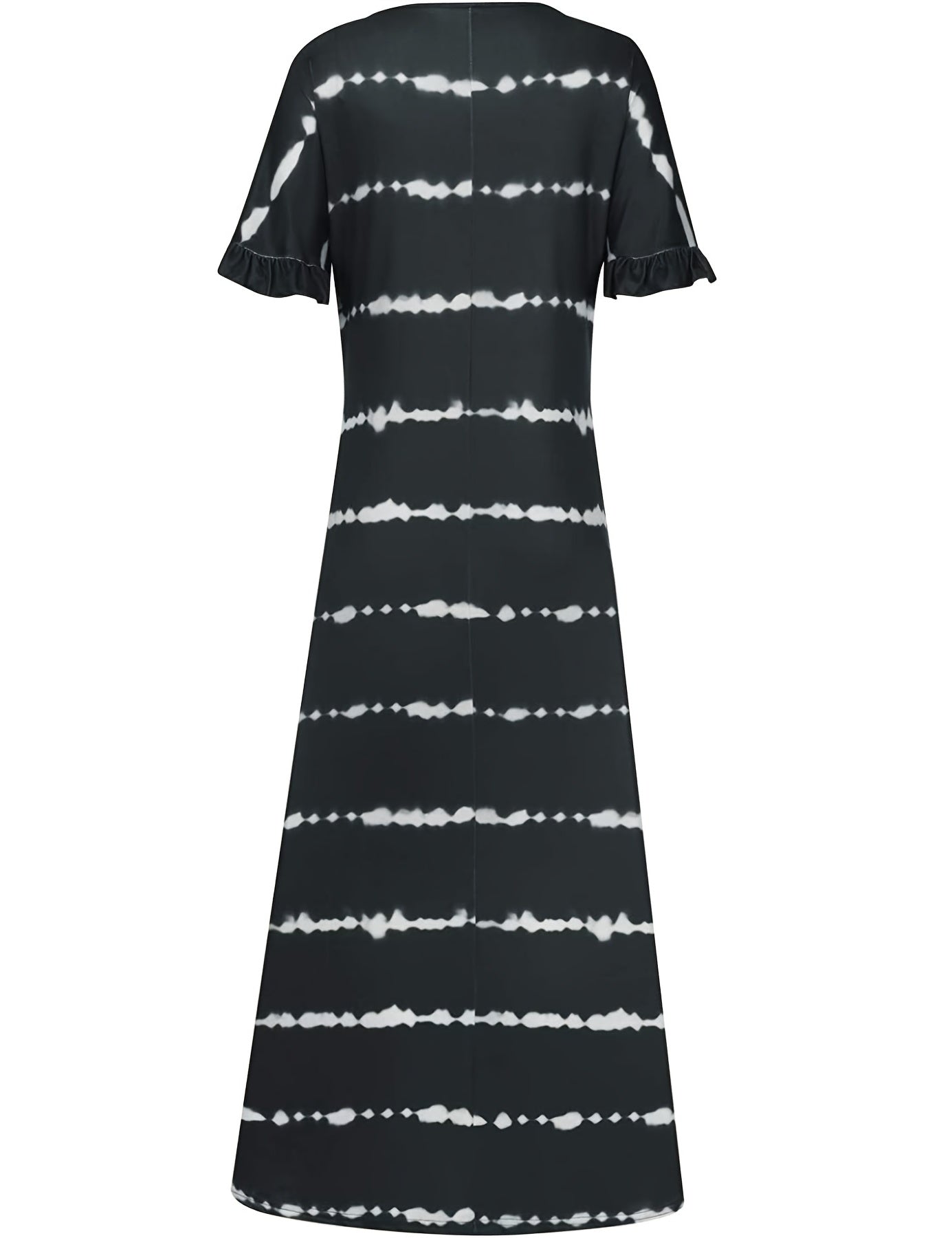 Plus Strip V Neck Maxi Dress With Pockets