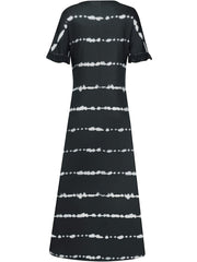 Plus Strip V Neck Maxi Dress With Pockets