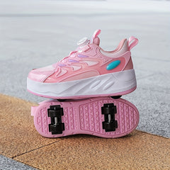 Boy's Roller Shoes Rotating Buckle Skate Sneakers Kids Teen Outdoor