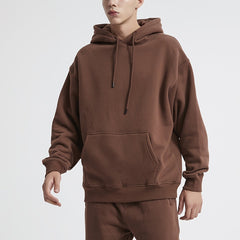 Men's Coffee Hoodie Casual Polyester & Cotton Hooded Sweatshirt