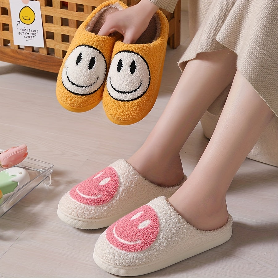 Women's Smiling Face Pattern Plush House Slippers