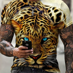 Men's Leopard 3D Graphic Tee Short Sleeve Top