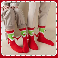 Christmas Magnetic Hands Holding Socks Funny Couple Socks