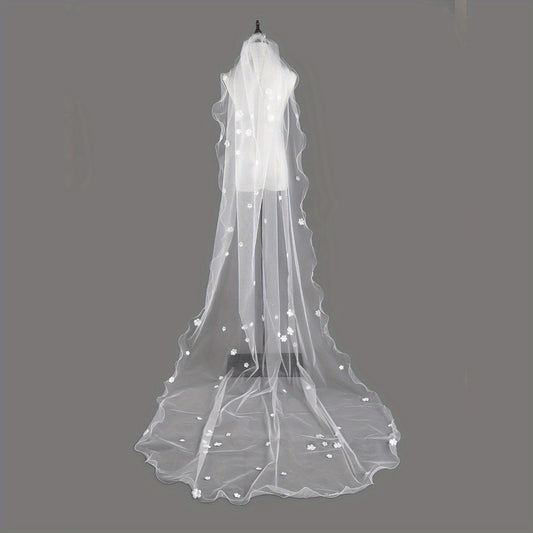 Baroque Wedding Veil With Comb Bride Cathedral Veil 1 Tier Long Veil