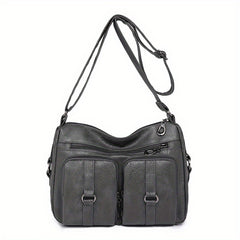 Vintage PU Leather Crossbody Bag Pockets Shoulder Bag for Women