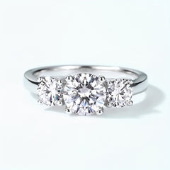Three Stone 2.4 Moissanite Ring S925 Sterling Silver