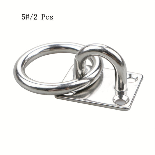 2pcs Stainless Steel Pad Eye Plate Heavy Duty Round Rings for Hammock Chairs