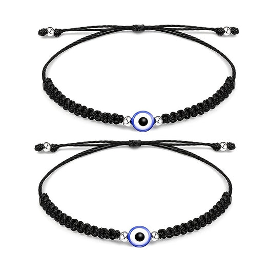 Evil Eye Adjustable Braided Bracelet for Girls Boys Teens