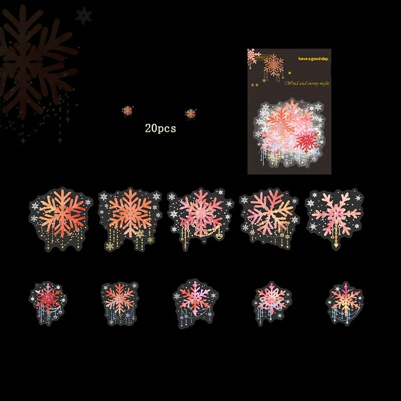 20pcs Christmas Snowflake Laser Stickers Art Crystal Sun Window Stickers