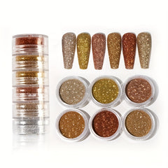 6 Boxes Holographic Nail Glitter Set