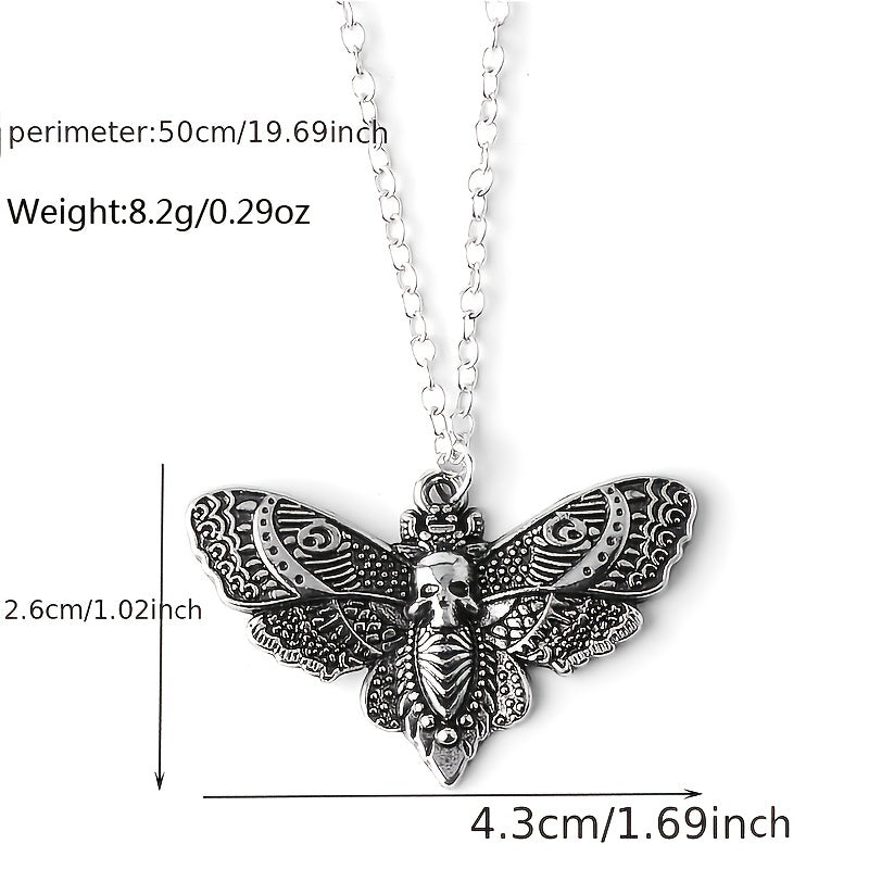 Skull Moth Pendant Necklace Punk Style Jewelry Men