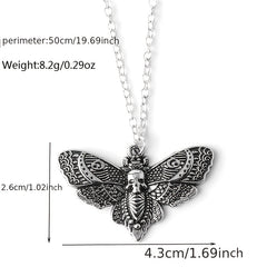 Skull Moth Pendant Necklace Punk Style Jewelry Men