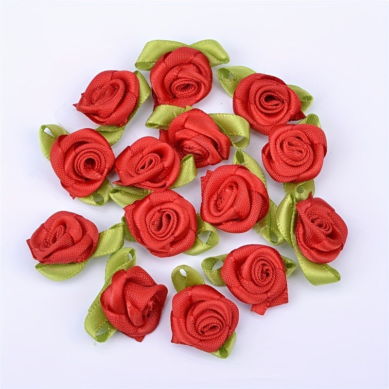 10 Pack Rose Floret Ribbon Flowers DIY Clothing Decoration
