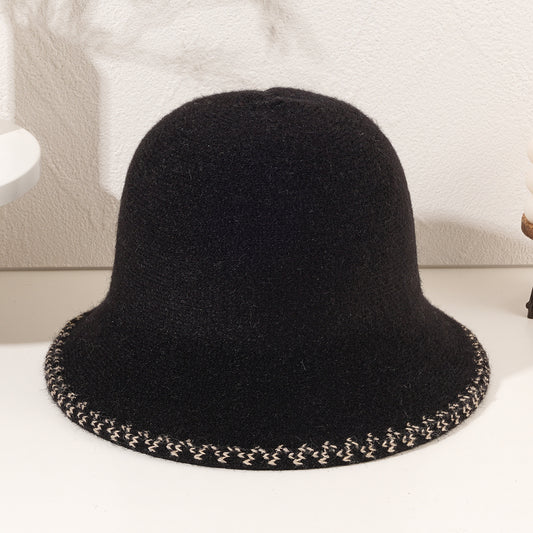 Woolen Knitted Casual Hat Women's Double-sided Bucket Hat