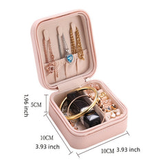 Leather Jewelry Box Organizer Travel Case Locket Necklace Earring Ring Holder Di