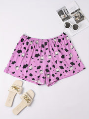Women's Plus Cow Print Elastic Waist Home Shorts