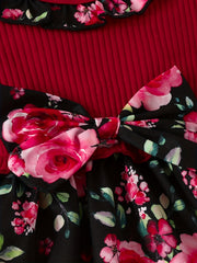 2pc Baby Girls Floral Print Dress & Headband Set Clothes