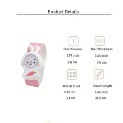 Girls Pink Rabbit Watch Set with Puff  Quartz