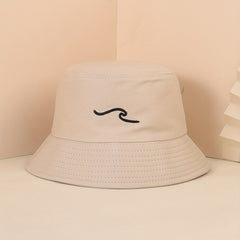 Beige Embroidery Fishermans Hat Small Basin Cap for Outdoor Activities All Seas