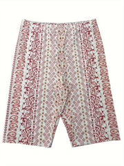 Paisley Print Boho Style Yoga Shorts High Elastic Sports Activewear