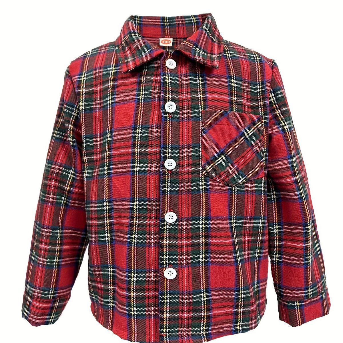 Boys Santa Plaid Shirts Long Sleeve Button Down Tops Spring Fall Outwear