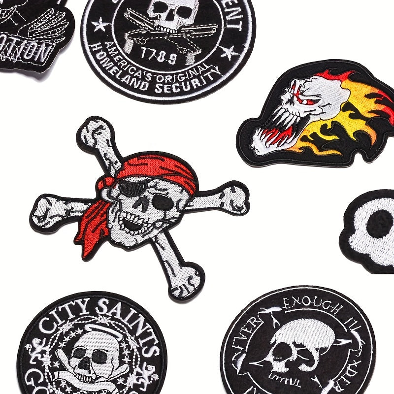 Punk Skull Embroidery Patch For Men - Clothing Decoration