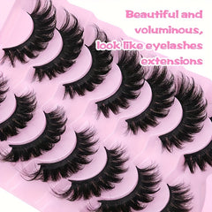 7 Pairs Fluffy False Eyelashes D Curl 8D Volume Lashes Fox Eye Style