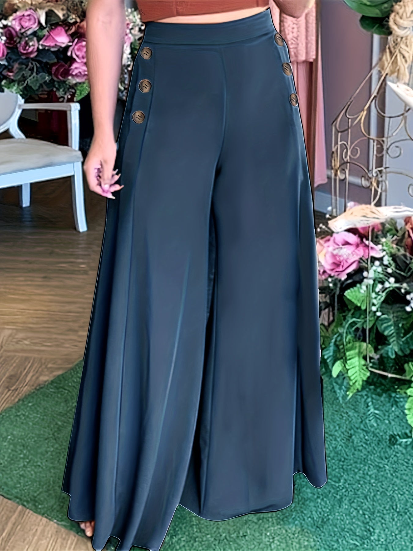 Women's Plus Solid Wide Leg Trousers