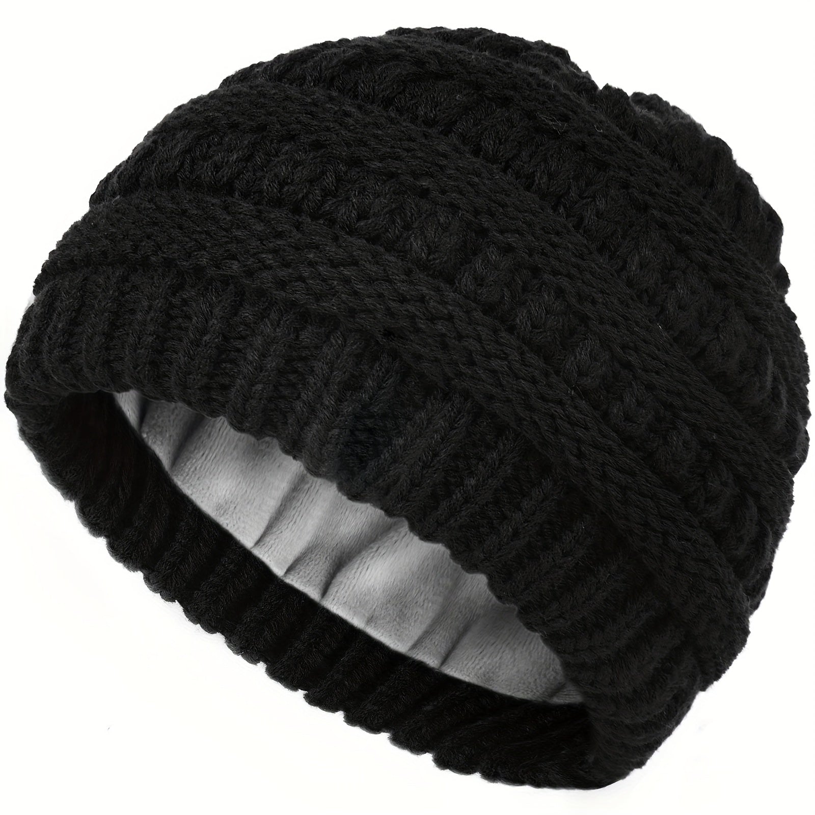 Satin Lined Toddler Beanie Knitted Hat for Winter