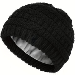 Satin Lined Toddler Beanie Knitted Hat for Winter