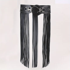  Tassel Skirt Belt Punk Fringe Waistband Rivet Decor Girdle