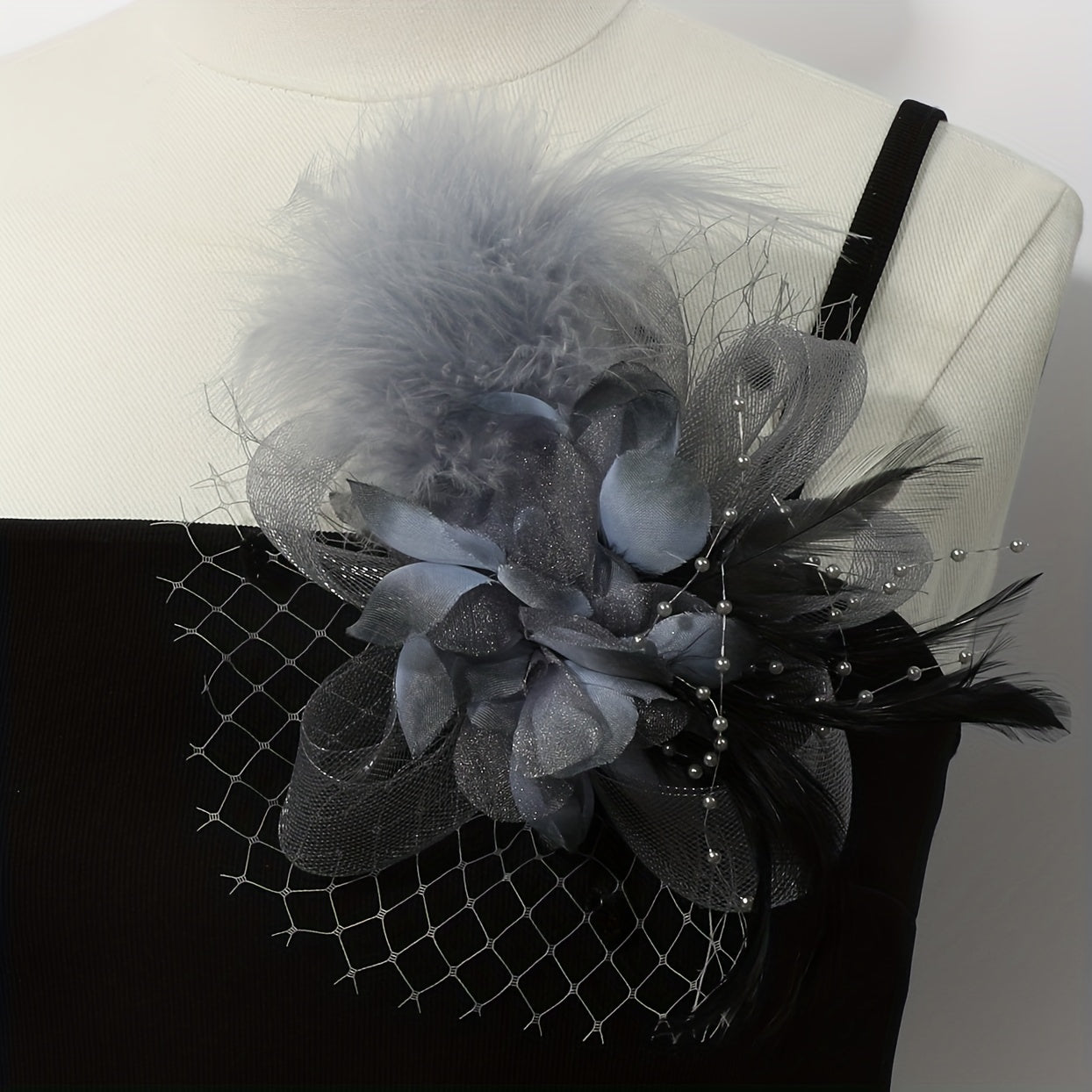 Feather Mesh Flower Head Piece for Tea Party & Cocktail Party