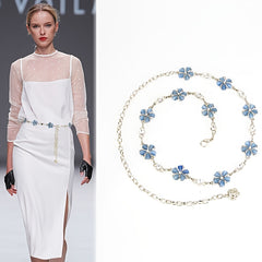 Rhinestone Flower Waist Chain for Women