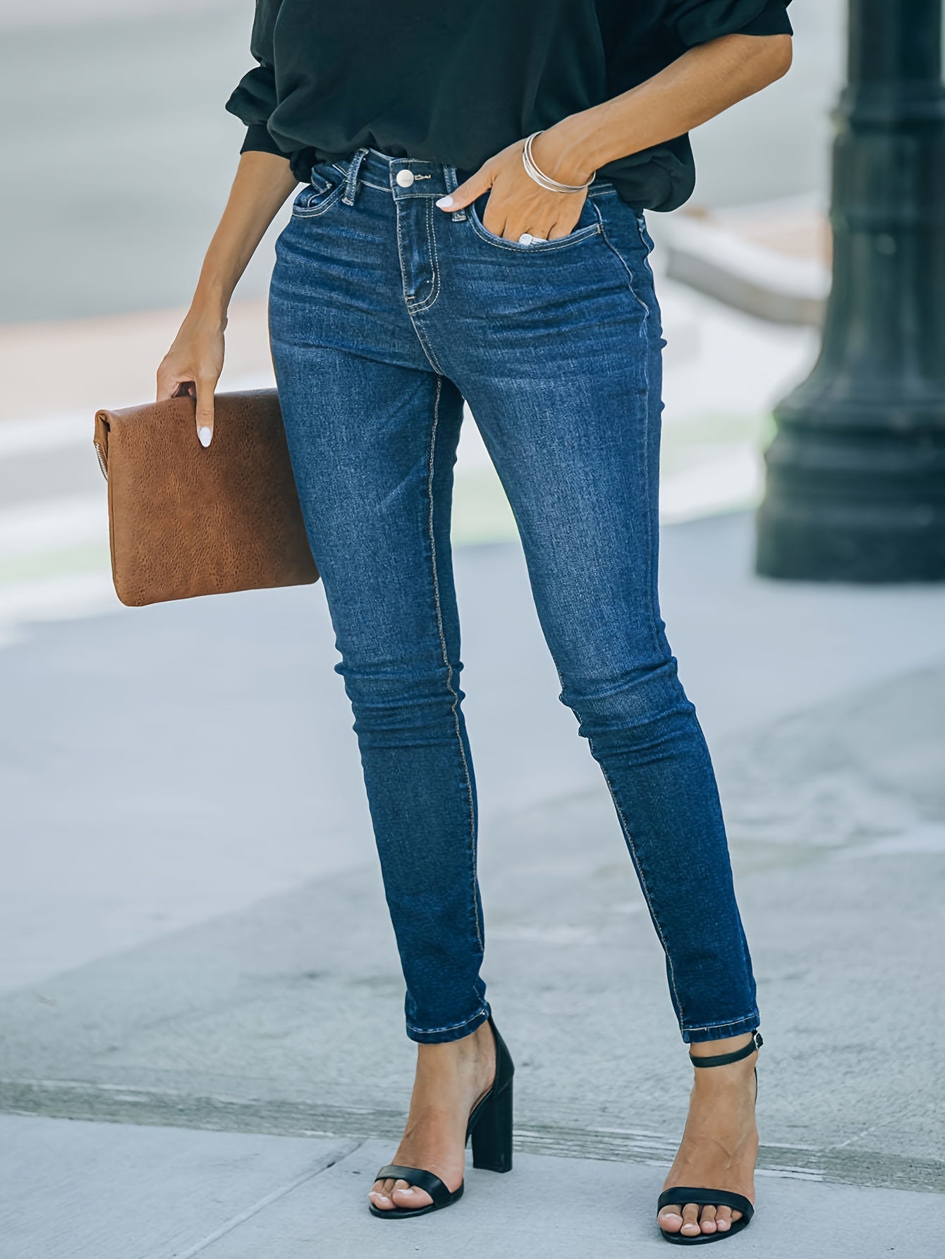  Washed High Stretch Skinny Jeans