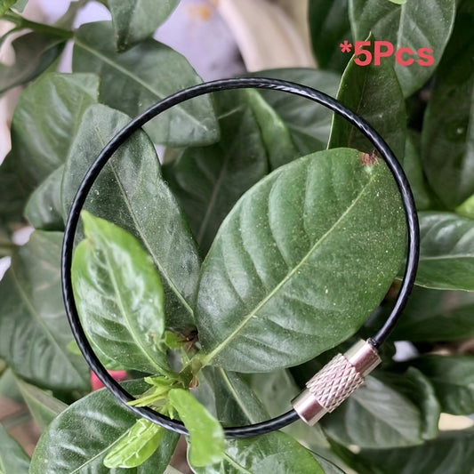 5pcs Stainless Steel Keychain Keyring with Screw Lock