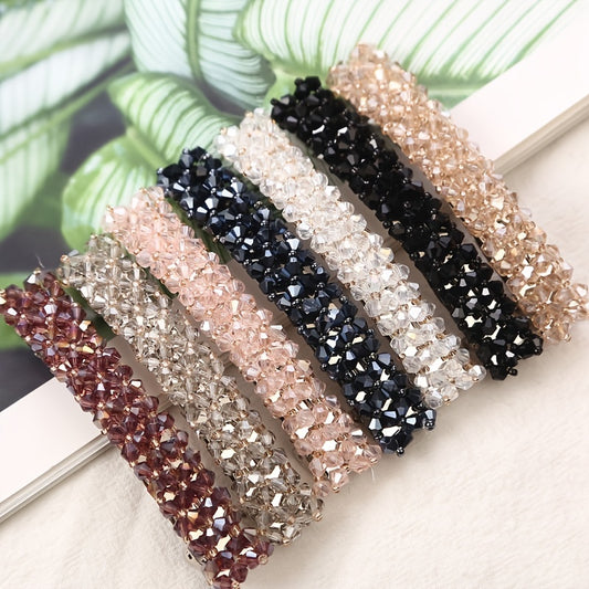 Sparkly Rhinestone Flower Hair Barrette French Style Hair Clip