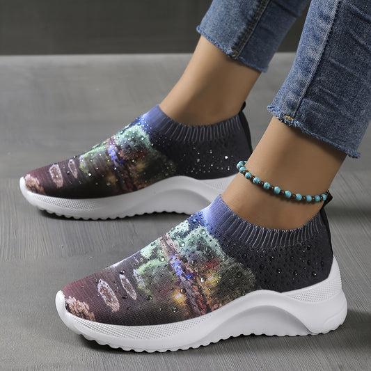 Women's Art Printed Sock Shoes Slip On Sneakers
