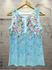 Floral Print Button Front Tank Top Women's Sleeveless Casual Summer Top