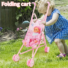 Adorable Handcart Toy Trolley Girl's Home Simulation Folding Cart