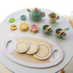 Wooden Tea Set for Kids with House and Cake