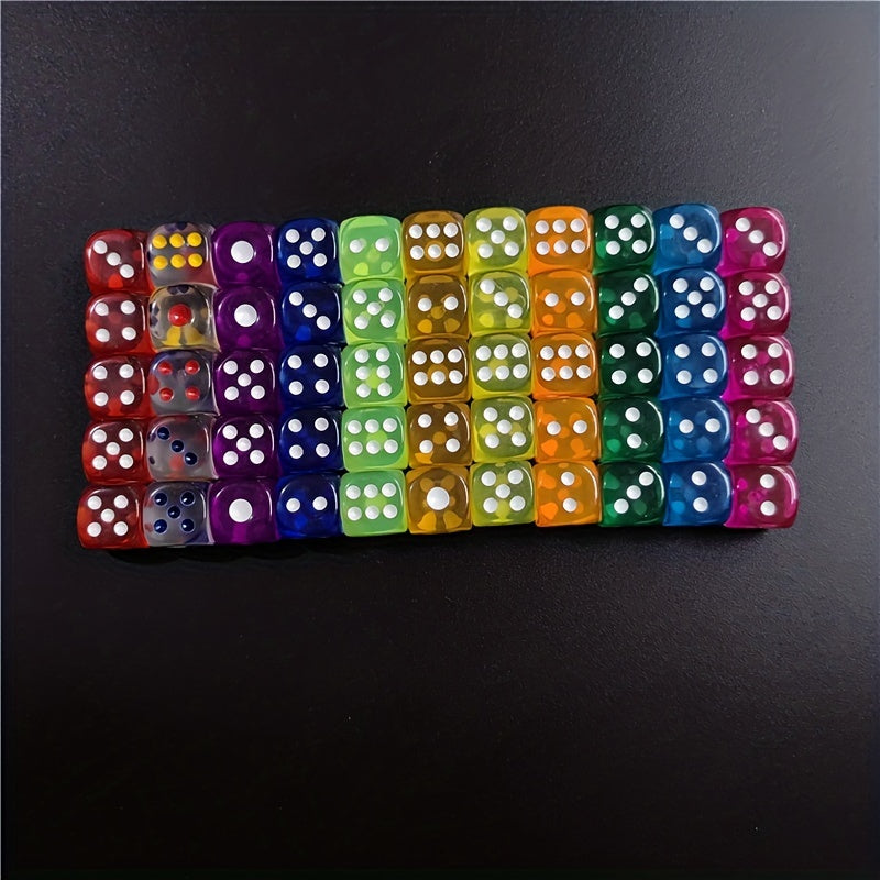 10pcs 12mm Acrylic Dice Set 11 Colors Hex Round Corner Bar KTV Entertainment