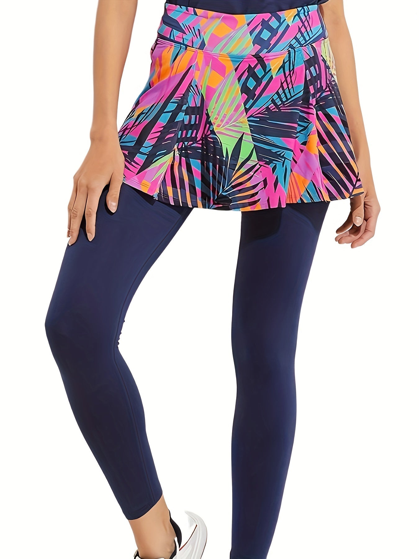 Leaf Graphic Tennis Leggings Skorts With Pockets Quick drying for Fitness
