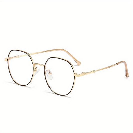 Metal Oval Clear Lens Anti Eyestrain Glasses
