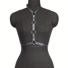 Gothic PU Leather Belt Chest Harness for Women Punk Rivet Body Harness