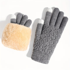 Winter Double Layer Velvet Thickened Gloves Touch Screen Full Finger Gloves