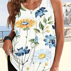  Floral Print Ruched Tank Top