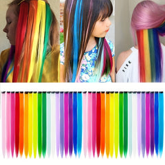 5Pcs Colorful Hair Extensions Clip In Highlight Rainbow Hair Y2K Synthetic Party
