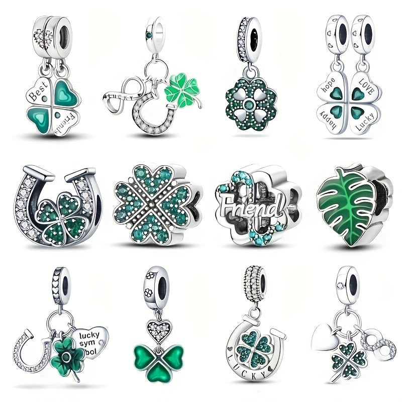 Shimmering Four Leaf Clover Lucky Charm Pendant