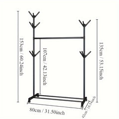 Garment Rack With 2 Top Rods Standing Clothes Rack Lower Storage
